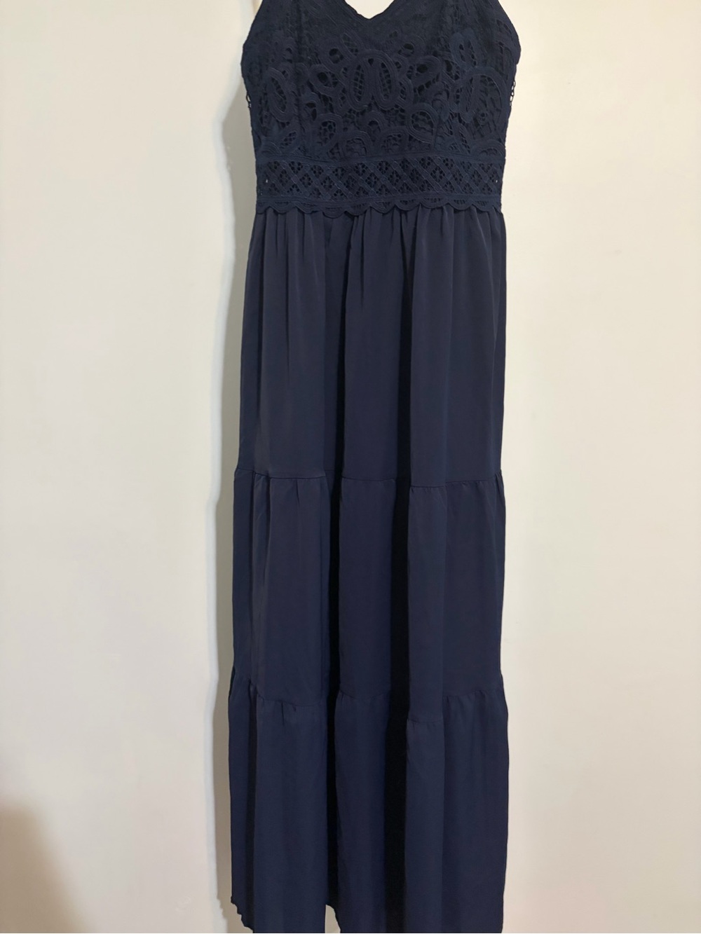 Source Unknown Navy Lace Bodice Maxi Dress